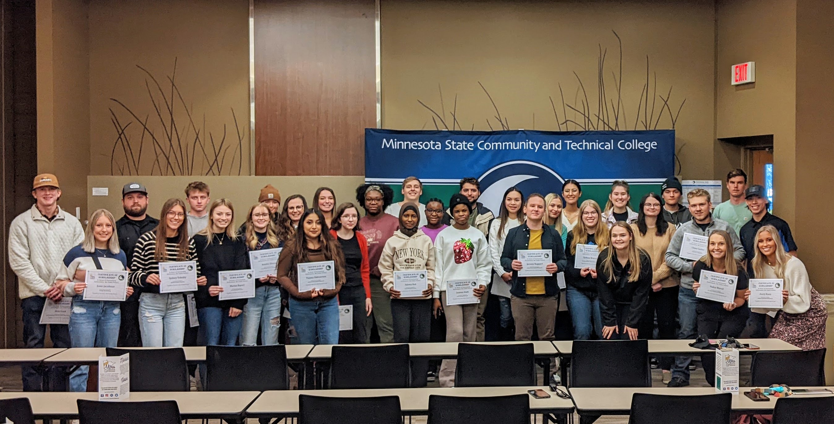 Moorhead campus M State Foundation and Alumni scholarship recipients, at the fall 2023 ceremony.