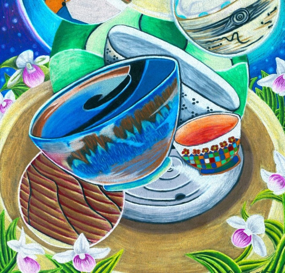 Square cropped version of Desiree Logan's 2024 Empty Bowls promotional artwork