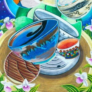 Square cropped version of Desiree Logan's 2024 Empty Bowls promotional artwork