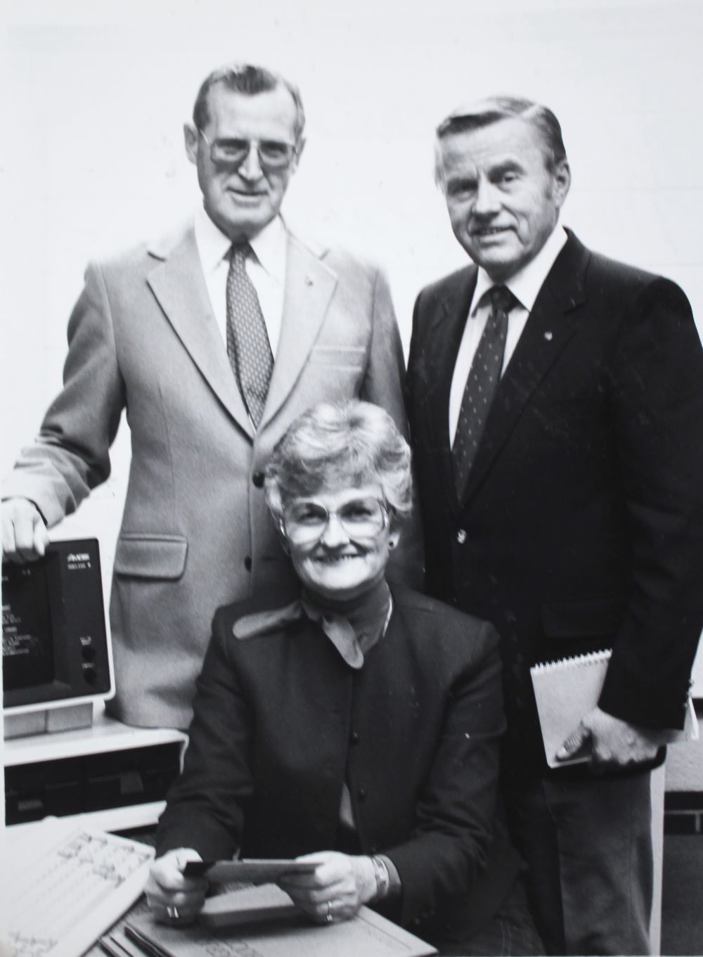 Jim Wilkins, Margaret Kratzke and Mike Wallan, at the Fergus Falls campus in 1985