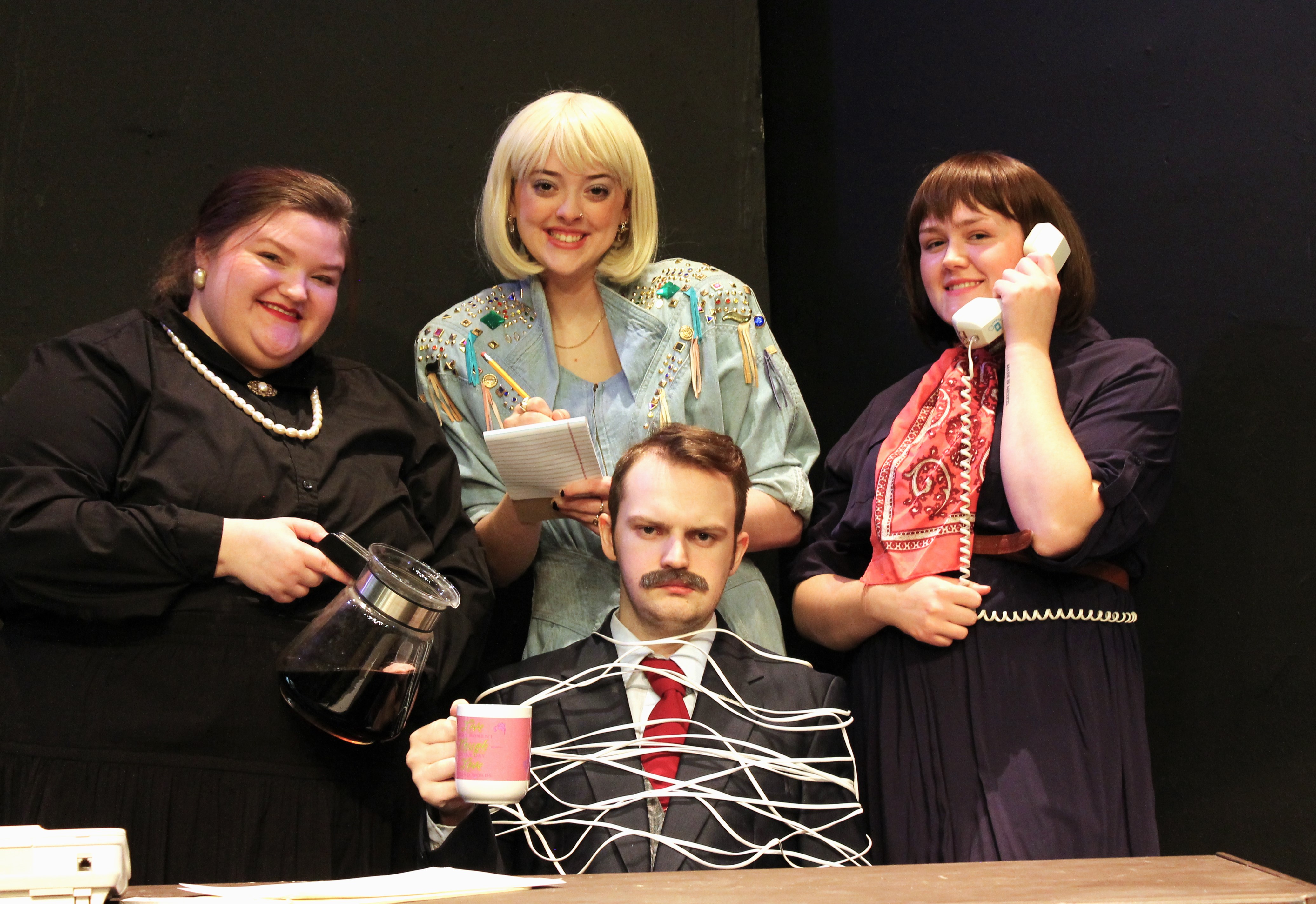 Maezyn Haugen, Grace Liebl, Jenna Allen and Andrew Rasmusson star in the M State theatre department's production of "9 to 5: The Musical."