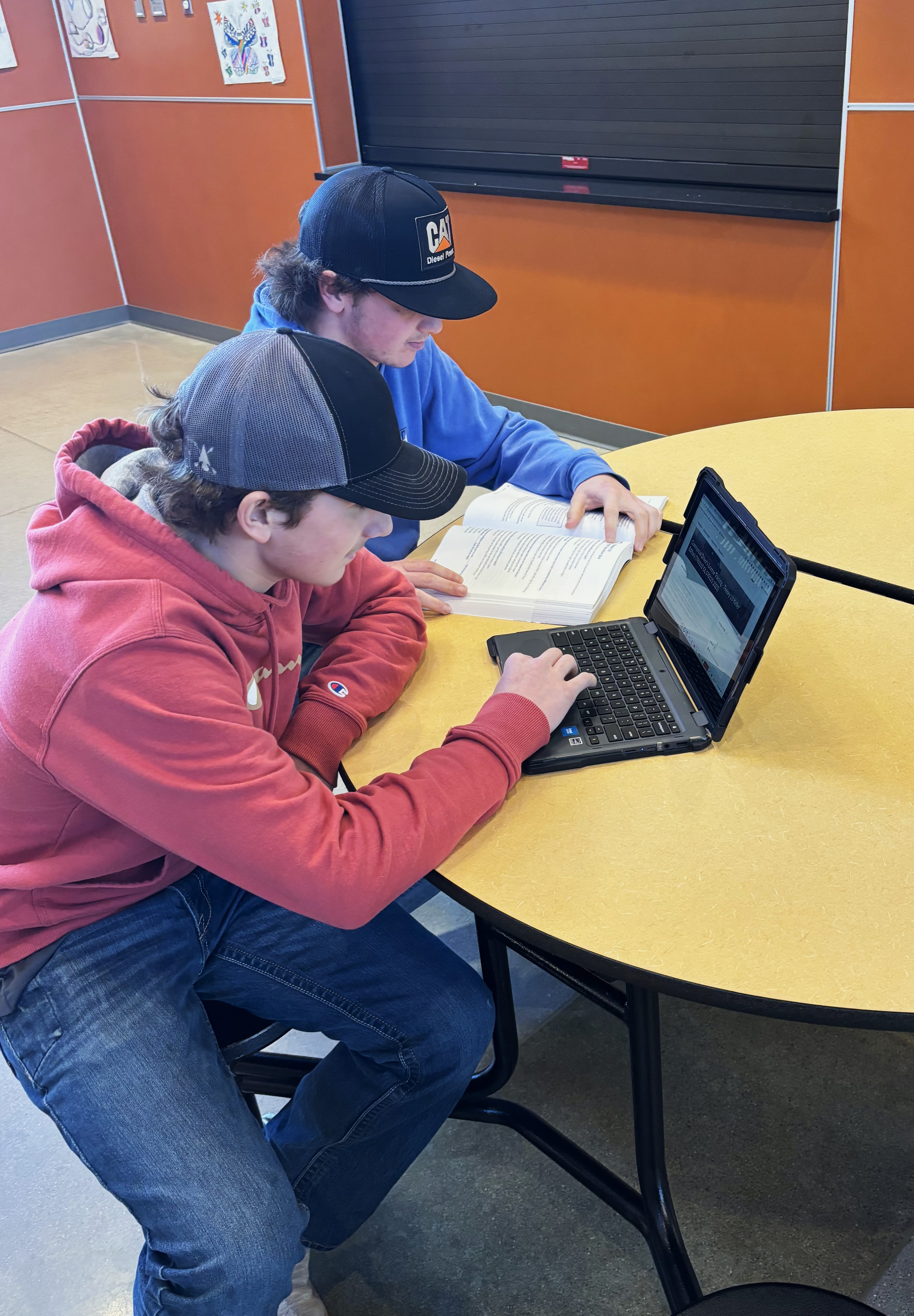 Perham High School students in the Road to CDL program study for one of their online quizzes.