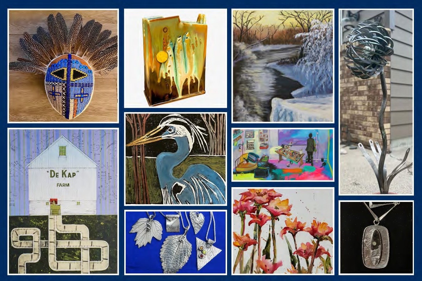 Artwork by 10 area artists, compiled into one promotional image for the "Second Wind" art exhibit.