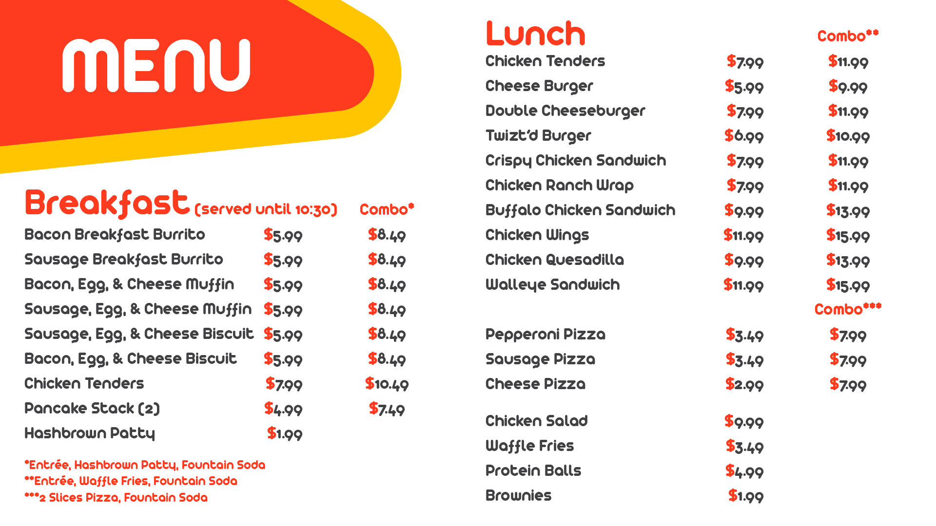 Fergus Falls campus cafeteria menu, Twizt'd restaurant