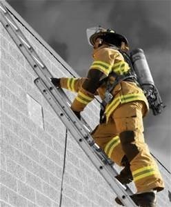 Firefighter on ladder