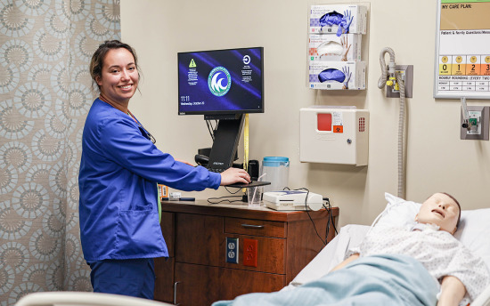 A nursing student in the lab
