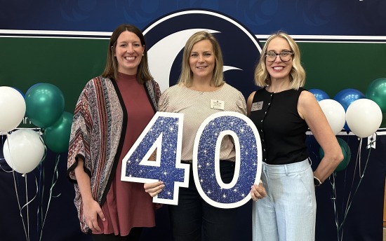 M State Associate Registrar Krista Price, Associate Director of Dual Enrollment Erin Warren, and Director of Dual Enrollment and K12 Partnerships Megan Adamcyzk, at the 40th Anniversary celebration of M State's Concurrent Enrollment Program at the Fergus Falls campus on October 1. 