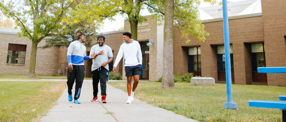 Students walking on M State campus