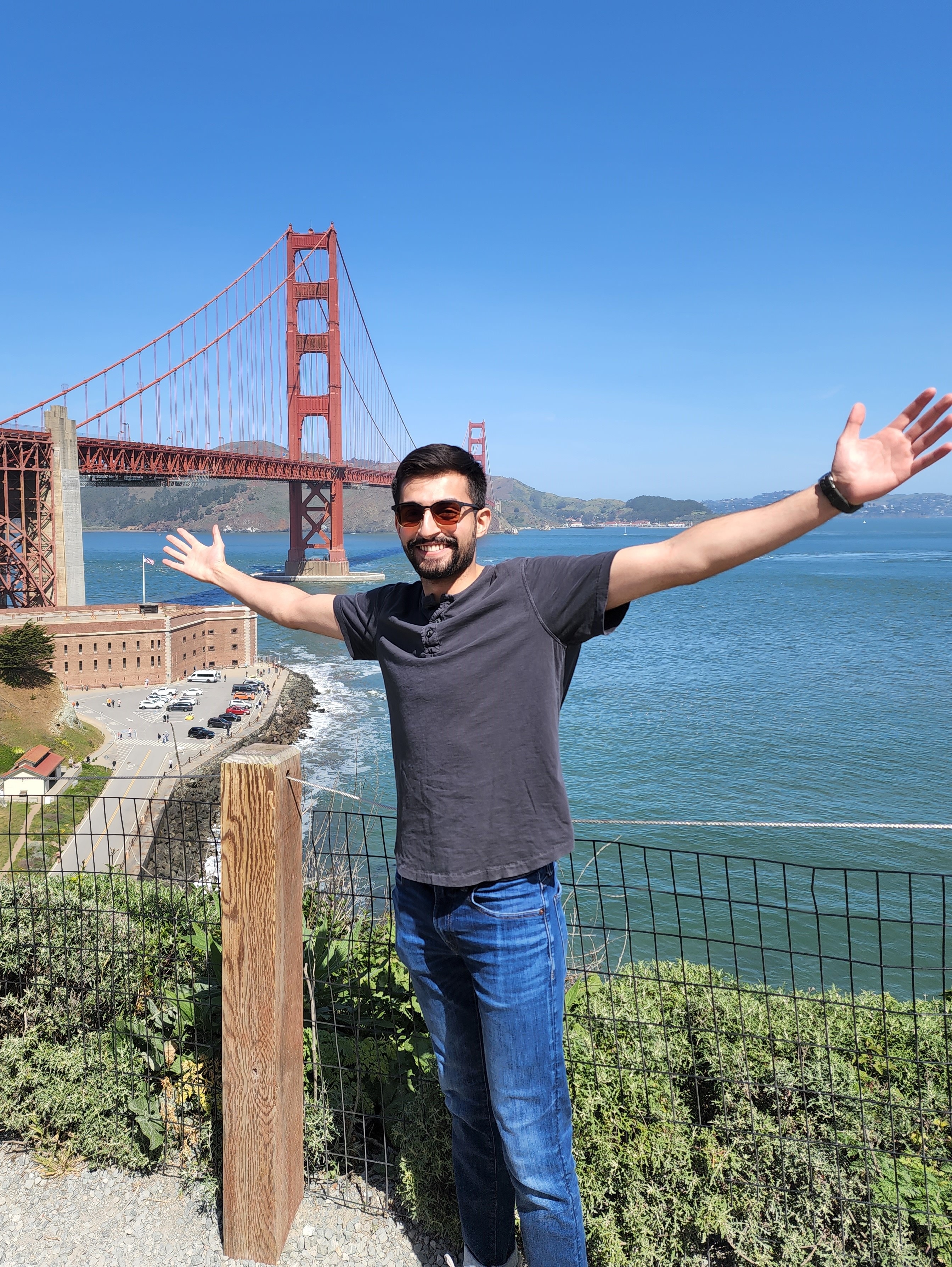 M State Engineering grad Mohammed Mohammed, at the Golden Gate Bridge in San Francisco, California