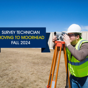 Survey Technician moving to moorhead showing survey student